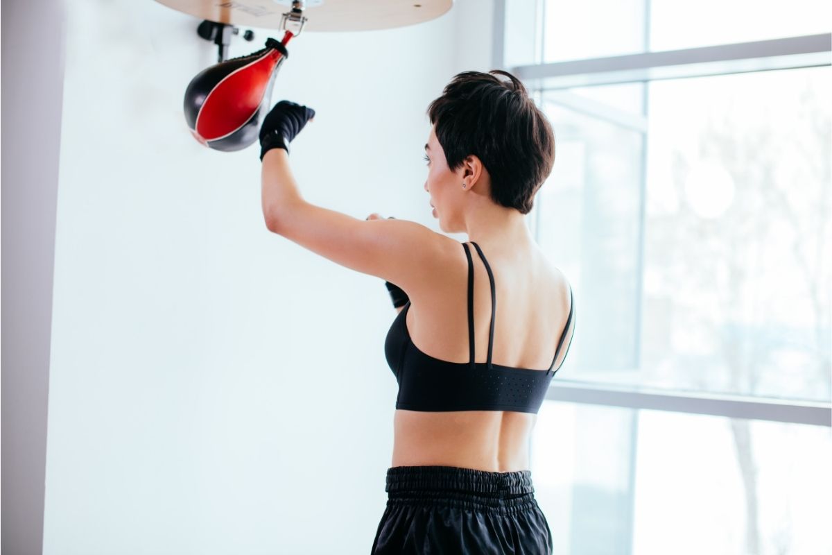 woman with speed bag