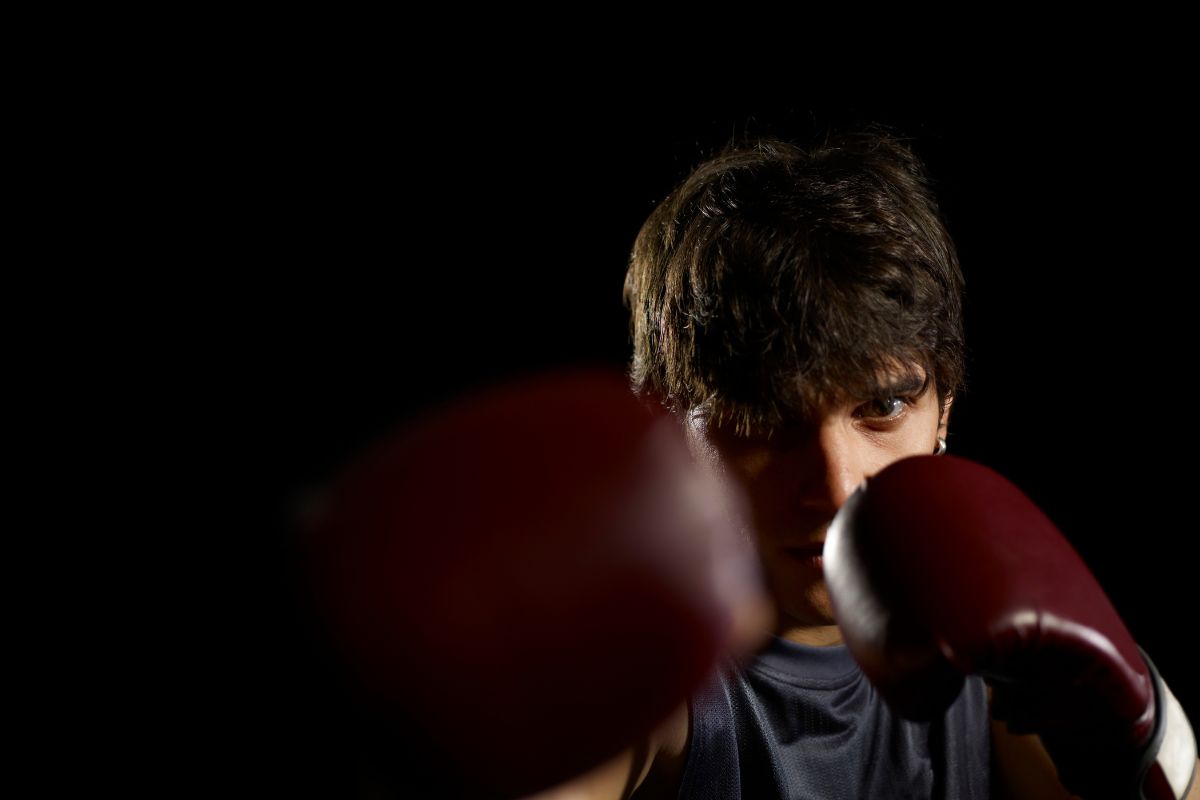 Boy with boxing gloves