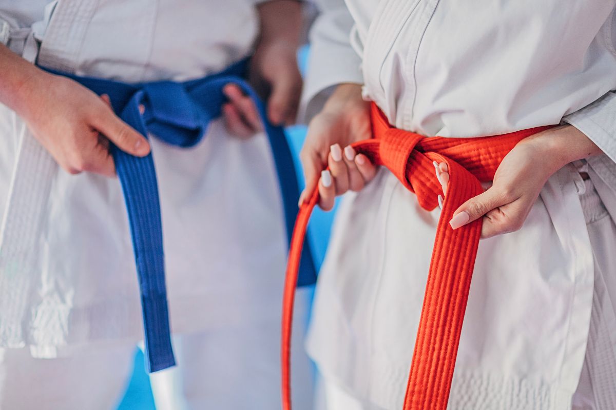 Blue and red belts